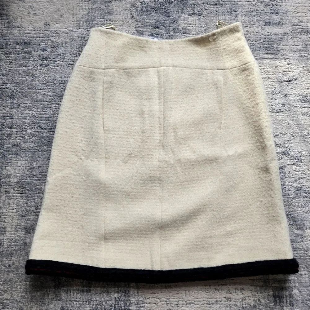 CHANEL Tweed Cream SKIRT Size 44 8 M